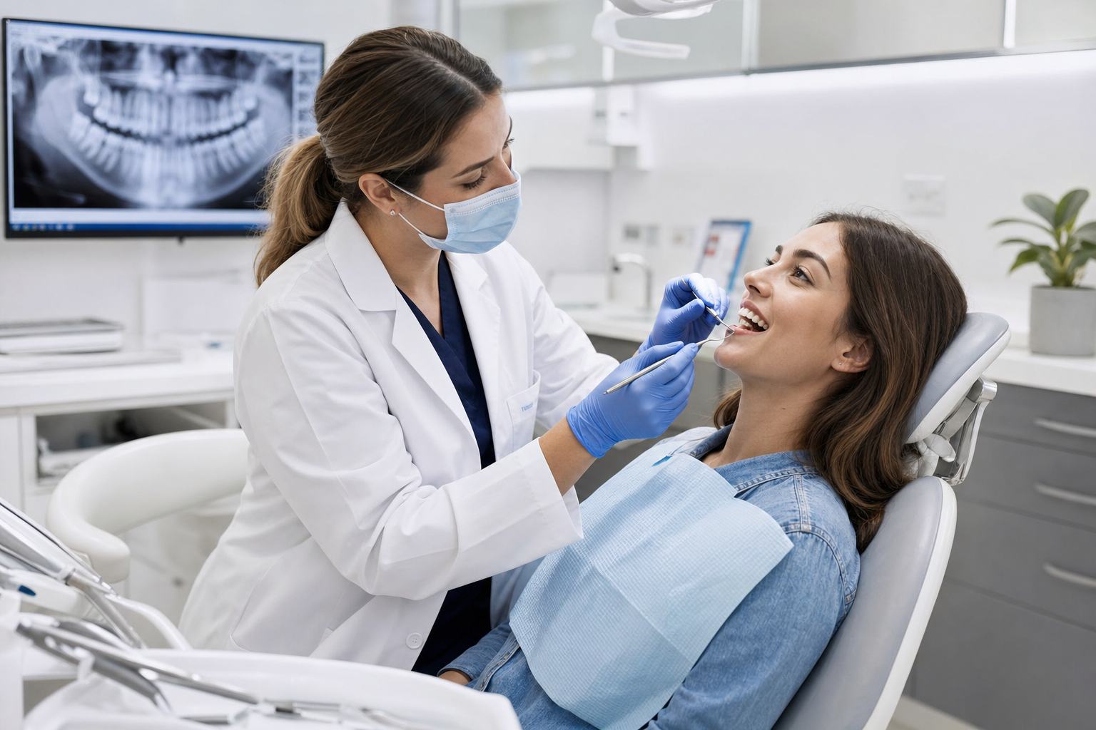Dr. Sajid examining a patient in Santa Clara Family Dental