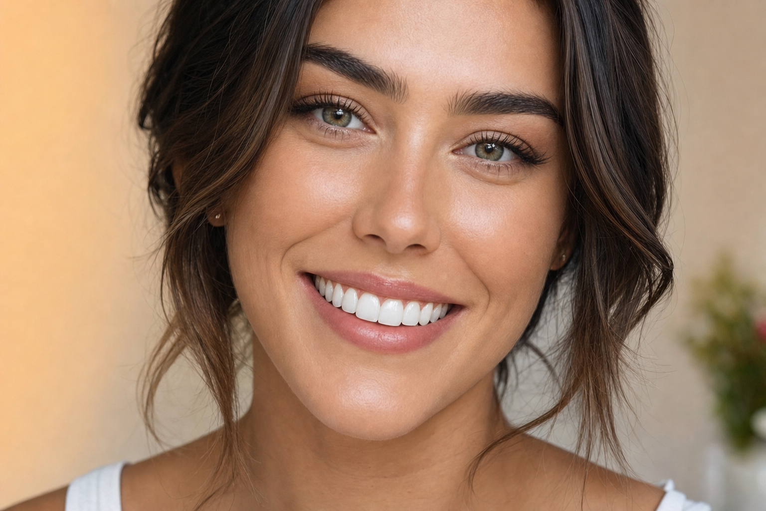 Beautiful smile after cosmetic dental treatment